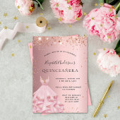 Quinceanera staubige Rose Glitzer Tropfen rosa Einladung