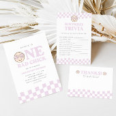 Groovy Girl Checkered Happy Face | 1. Geburtstag Wasserflaschenetikett