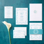 Rambling Rose Türkiswappen-Monogramm-Hochzeit Programm (Personalisiere diese Kollektion eines unabhängigen Creators.)
