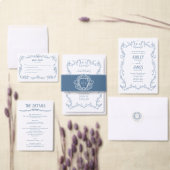 Rambling Rose Steel Blue Crest Monogramm Hochzeit Programm (Personalisiere diese Kollektion eines unabhängigen Creators.)
