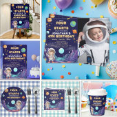Custom Photo Astronaut 4th Birthday Boy Einladung