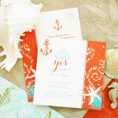 Red Aqua Ivory Nautical Beach Wedding Serviette
