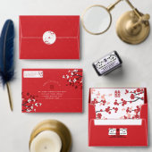 Cherry Blossoms Double Xi Chinesisches Hochzeitspr Fächer (Personalisiere diese Kollektion eines unabhängigen Creators.)