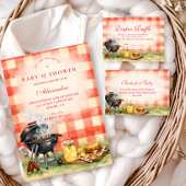 Red Gingham Baby Q Baby Shower Einladung