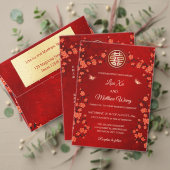 Red Cherry Blossom Wedding Dankeskarte (Personalisieren Sie die Kollektion dieses unabhängigen Creators. Test)