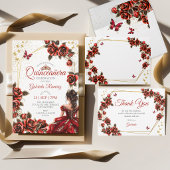 Rote goldene Tiara-Rosen-Quinceañera-Programm