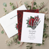 Red Floral Skeleton Gothic Wedding Programm (Personalisieren Sie die Kollektion dieses unabhängigen Creators. Test)