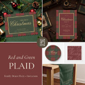 Klassisches Vintage-Rot-Grün-Script Merry Geschenkpapier Set