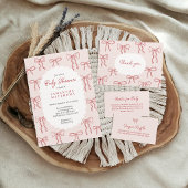 Rot handgezeichnete Boho-Schleifen Rosa Mädchen Ba