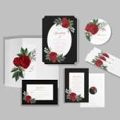 Elegante Script Red Peonies Black & Gold UAWG