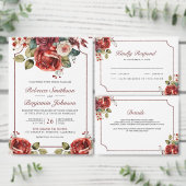 Romantic Red Roses Floral Wedding Details Begleitkarte (Personalisiere diese Kollektion eines unabhängigen Creators.)