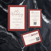 Rote Samt-Schrift Klassische Gestreifte Hochzeit Save The Date (Personalisiere diese Kollektion eines unabhängigen Creators.)