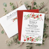 Rote Wasserfarben Blüten & Grüne Hochzeit Save The Date (Personalisieren Sie die Kollektion dieses unabhängigen Creators. Test)