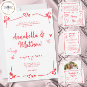 Rotes handgezeichnetes Herz Whimsical moderne Hoch Save The Date