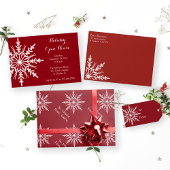 Winterschneeflocken auf Red Happy Holidays Serviette