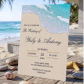 Coastal Modern Wedding Beach Round Stickers Set
