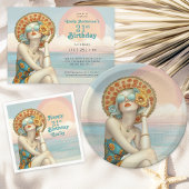 Retro Beach Glam Stilvoll zum 21. Geburtstag Serviette