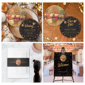 Schwarze Goldene Disco-Kugel Probe-Dinner Einladung