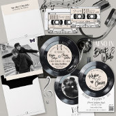 Retro Vinyl Record Black and White Music Wedding Runder Pappuntersetzer