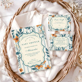 Retro Botanical Tile Baby Shower Einladung