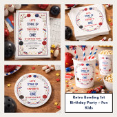 Retro Bowling 1st Birthday Party – Fun Kids Einladung