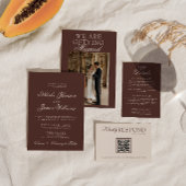 Fancy Schokoladenbraun Old Money QR Code Hochzeit Einladung