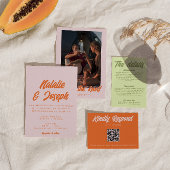 Modern Orange Colorful Funky Fun Wedding Einladungsbanderole