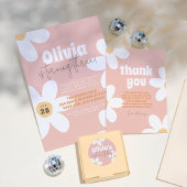 Retro Daisy Groovy Girl Birthday Party Dankeskarte