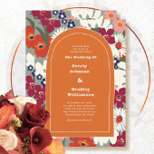 Retro-Herbst-Orange-Farbige-Blumen-Boho-Hochzeit Fächer
