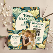 Foto Boho Retro Blumenhochzeit Dankeskarte