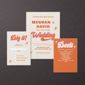 Retro Groovy 70er Niedlich Ivory Orange Pink Weddi Save The Date (Personalisiere diese Kollektion eines unabhängigen Creators.)