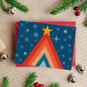 Minimalistisch Red & Blue Retro Groovy Weihnachtsb Serviette