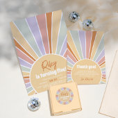 Groovy Sunshine Boho Daisy Rainbow Foto Geburtstag Einladung