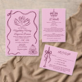 Retro Hand Drawn Burgundy Wedding Website QR Code RSVP Karte (Personalisiere diese Kollektion eines unabhängigen Creators.)