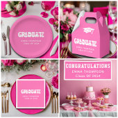 Retro Hot Pink Graduate Class of 2024 Pappteller
