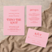 Retro Modern Pink and Red Wedding Table Platzkarte (Personalisiere diese Kollektion eines unabhängigen Creators.)