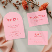 Minimal Red & Pink Retro Wedding Tischnummer