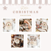 Retro Neutral Rainbow Merry & Bright  Einladung