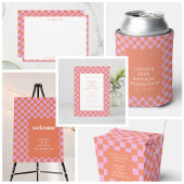Fun Checkerboard Rosa Orange Geometric Geburtstag Einladung