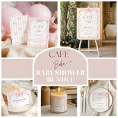 Retro Pink Cafe Bebe Coffee Baby Shower Welcome Poster