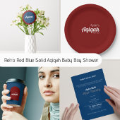 Retro Red Solid Color Schlicht, Aqiqah Baby Dusche Einladung