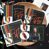 Retro Rainbow Striped “Fifty” Birthday Invitation Einladung