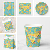Retro Blue Summer Citrus Fruit Birthday Einladung