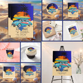 Retro Surfer Car Babydusche Einladung