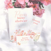 Retro Floral Pink Girl Baby Shower Rechteckiger Pappuntersetzer