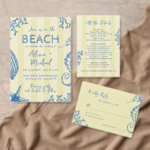 Whimsical hand drawn nautical coastal wedding einladung (Personalisiere diese Kollektion eines unabhängigen Creators.)