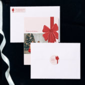 Modern Cute Ribbon Bow Christmas Return Address Permastempel (Personalisiere diese Kollektion eines unabhängigen Creators.)
