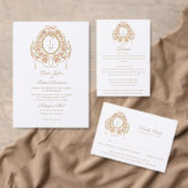 French Rococo Gold Foil Rose Monogram Wedding Folieneinladung (Personalisiere diese Kollektion eines unabhängigen Creators.)