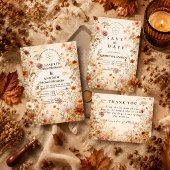 Romantische Herbst-Blumenhochzeit Save The Date