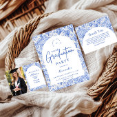 Romantic Blue Garden Graduation Party RSVP Karte